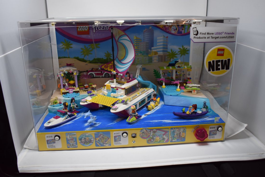 Lego Store Display: Lego Store Display, 41316 Andrea's Speedboat Transporter and 41317 Sunshine Catamaran, measures 23" x 15" x 15" - will be shipped without Batteries