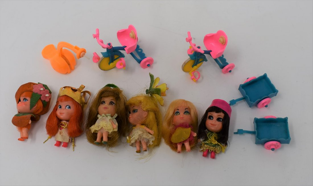 Liddle Kiddles Lot of 6 + 2 Tricycles & Wagons (1 of 1)