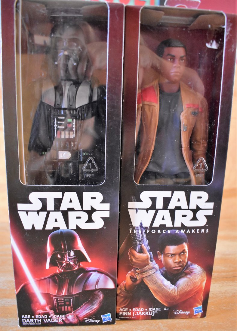 Lot of 2 Hasbro Star Wars Dolls: Lot of 2 Hasbro Star Wars Dolls, Darth Vader and Finn (Jakku). Both are new in boxes