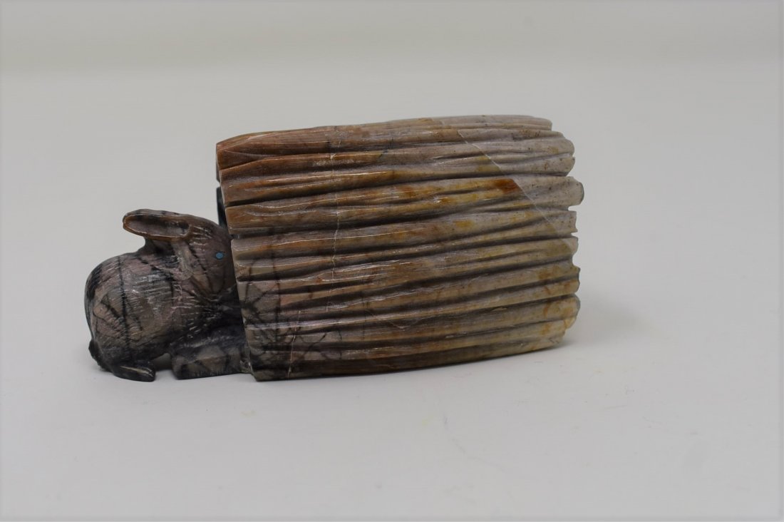 Arvella Cheama Zuni Carved Rabit Fetish: Native American Arvella Cheama Zuni Carved Rabbit Bunny Fetish. Measures 3.25" long, signed