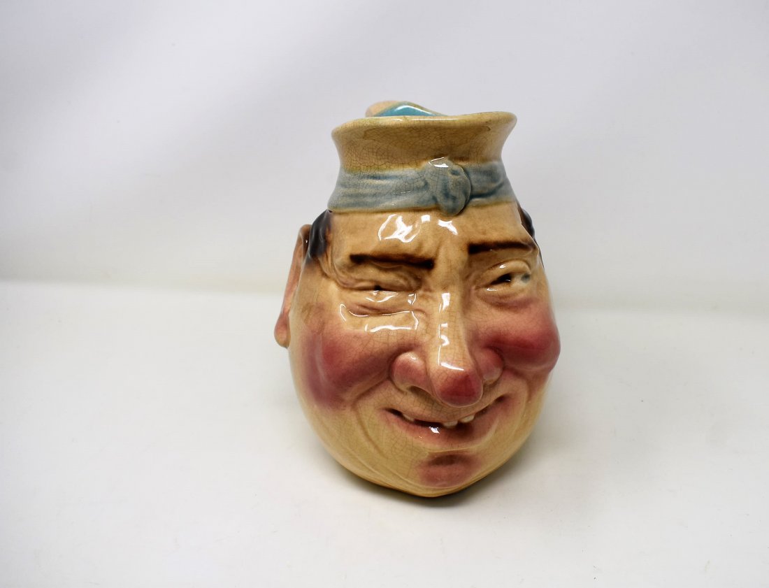 Sarreguermines Face Pitcher Jug: Vintage Germany Sarreguermines Face Jug, measures 8.75" tall