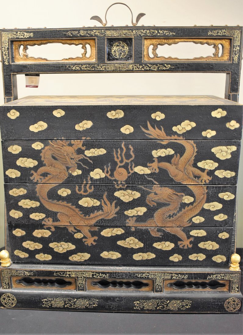 Chinese Wedding Basket: Chinese Wedding Basket with Dragons, measures 30.5" x 24" x 12"