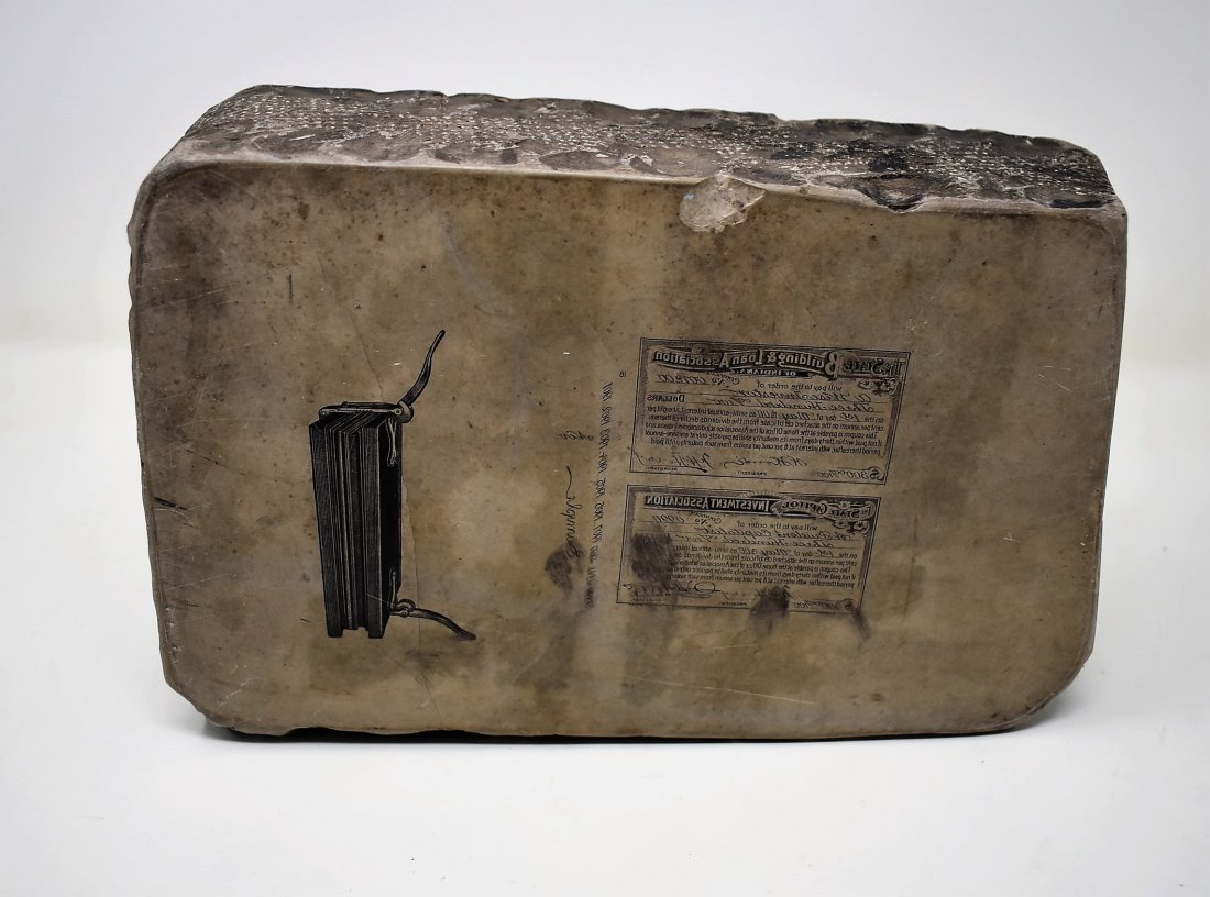 Antique Granite Typeset Printing Brick: Antique Type Set Printing Brick made of heavy Granite, 2 sided, measures 10" x 7" x 2.5"