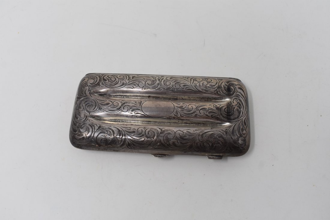 Antique Sterling Silver Cigar Case: Antique Sterling Silver Cigar Case, measures 5" x 2.5"