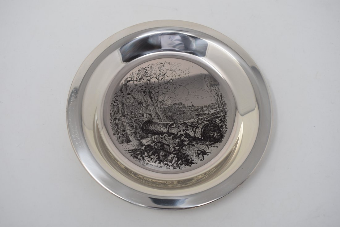 James Wyeth 1976 Solid Sterling Silver Plate: 1976 James Wyeth Solid Sterling Silver 8" Plate "Brandywine Battlefield" numbered, weighs 6.3 ounces