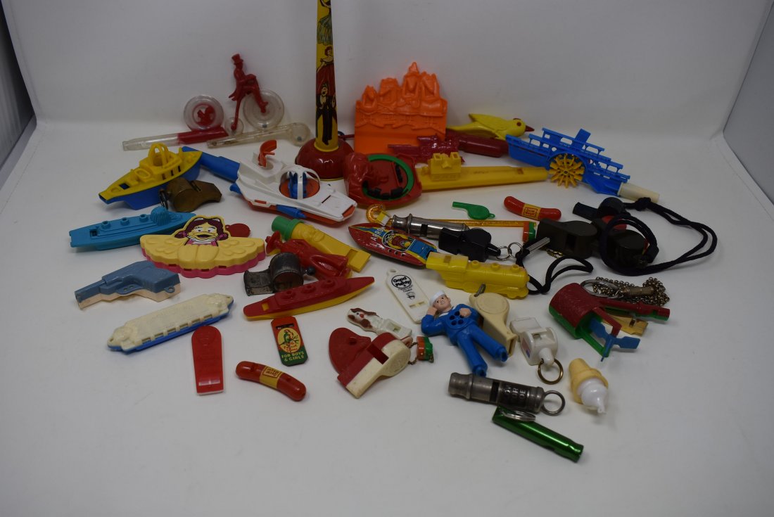 Large Lot of Vintage Novelty Whistles: A Large group of Vintage Novelty Whistles