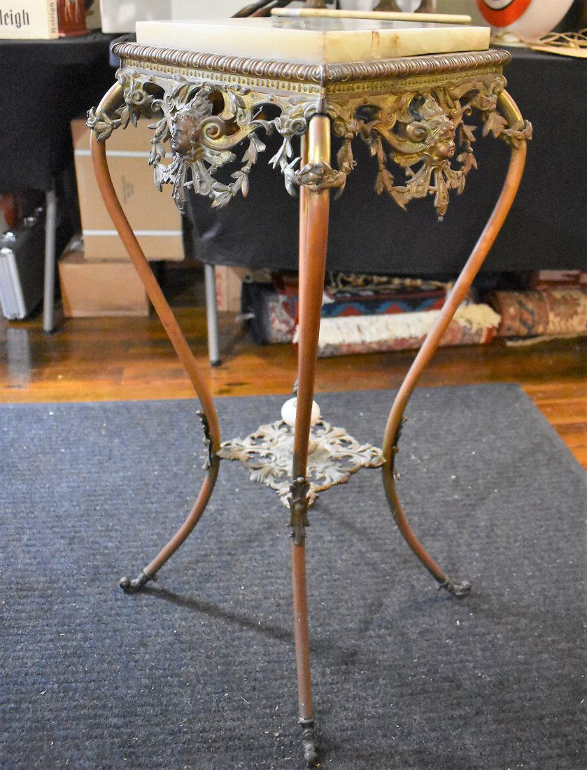 Bradley & Hubbard Marble - Brass lamp table Plant Stand: Bradley & Hubbard Marble and Brass lamp table or Plant Stand - beautiful Victorian area piece and a wonderful example of this studios work - in great shape - pictures of all marks we could find are in