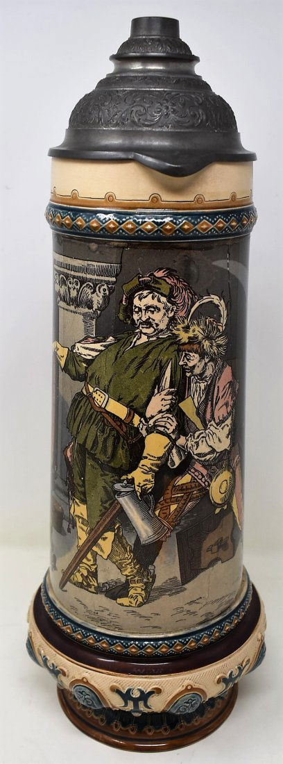 Mettlach 2176 2 liter Drunken Knights: Mettlach 2176/1055 Pug 2 Liter Drunken Cavaliers