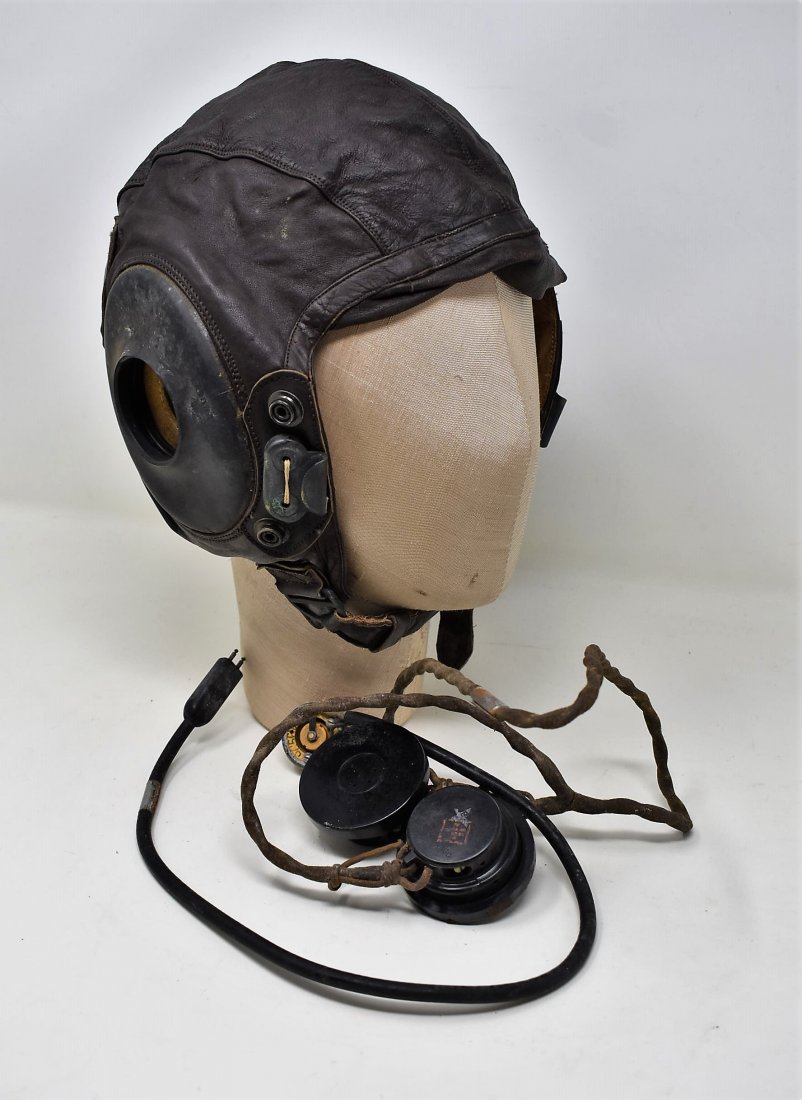 Vintage Leather Leather Pilot Helmet Type A-11: Vintage Leather Pilot's Helmet with Ear Pieces