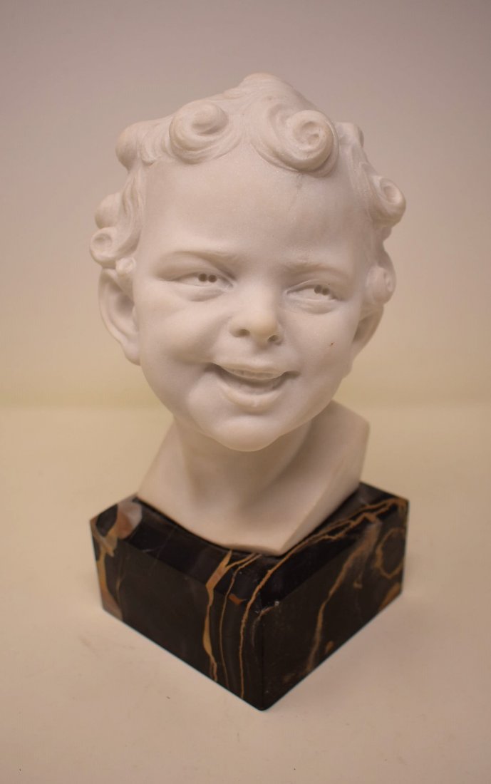 Marble Child Bust: Marble bust of a Child, measures 10\" tall