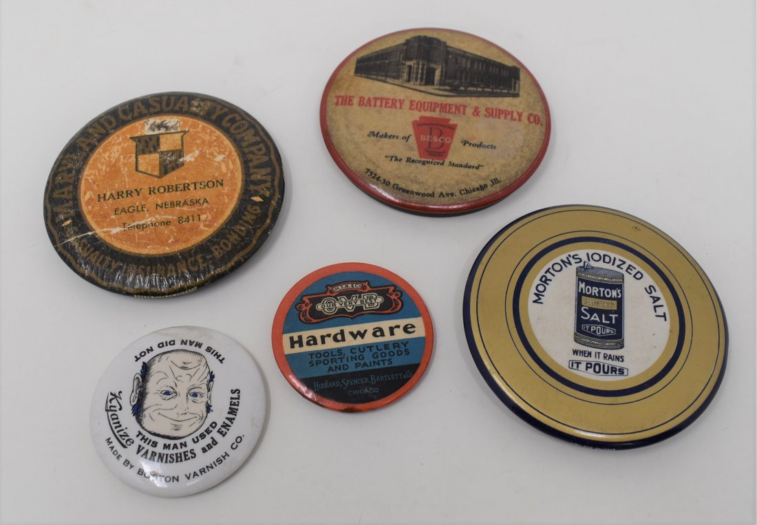 Group of 5 Vintage Celluloid Advertising Mirrors (1 of 2)