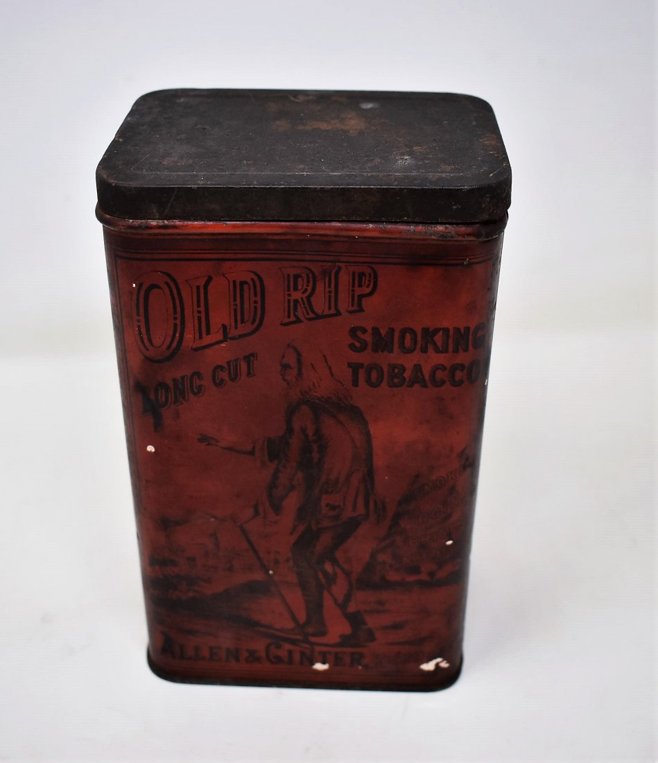 Vintage Old RIP Tobacco Tin: Old RIP Tobacco Tin Allen & Ginger, measures 7.5" tall