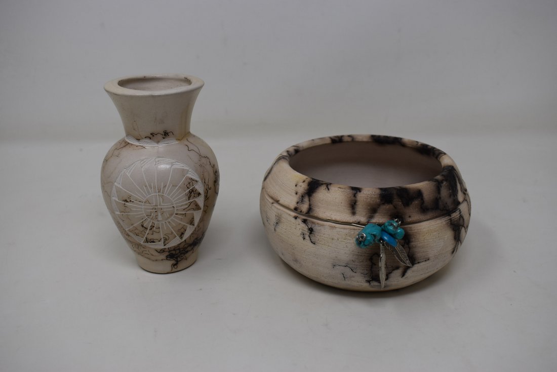 2 Pieces Native American Horse Hair Pottery (1 of 4)