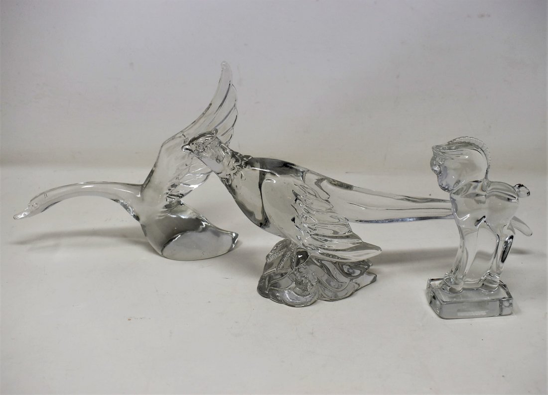 Heisey Glass lot of 3 Goose /Duck Trojan Horse Pheasant: Heisey Glass lot of 3 Goose or Duck - Trojan Horse - & Pheasant - great shape, see pictures