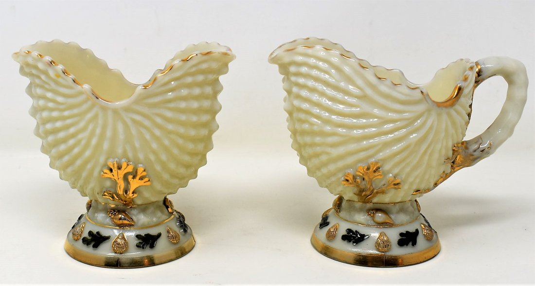 Northwood Argonaut Shell Custard Glass Spooner Creamer (1 of 3)