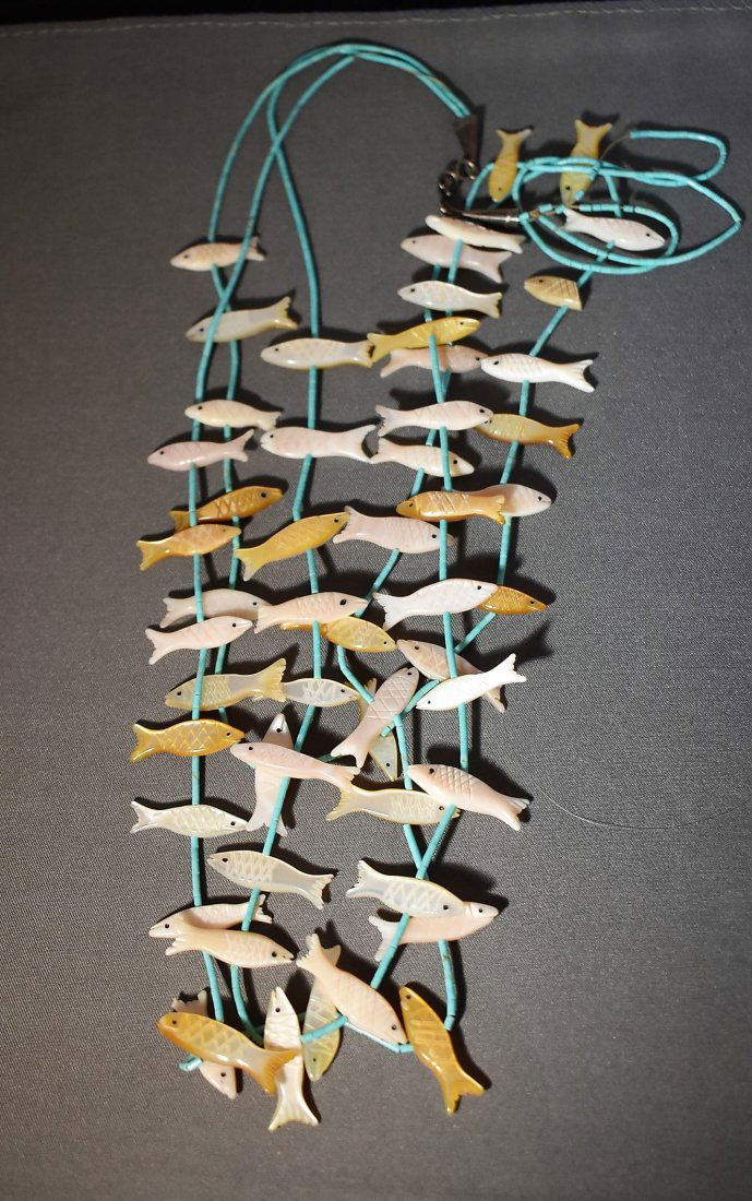 Sterling & Turquoise Fish Fetish Necklace (1 of 3)