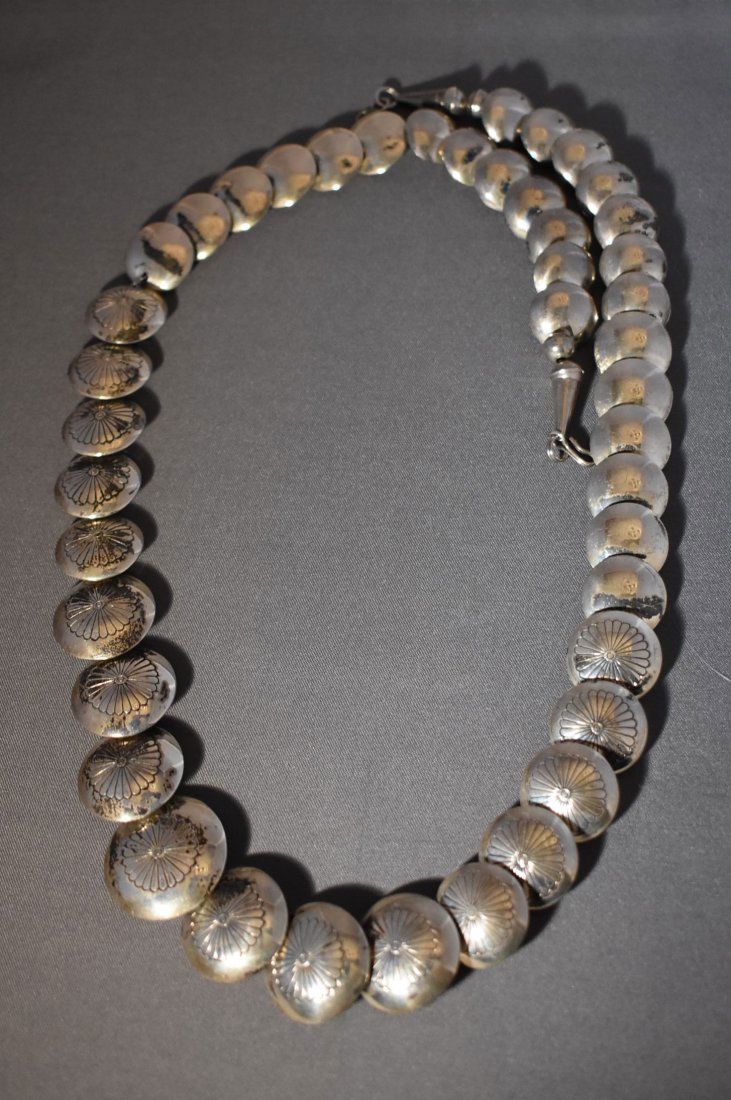Large Southwestern 24" Sterling Silver Beads Necklace (1 of 3)