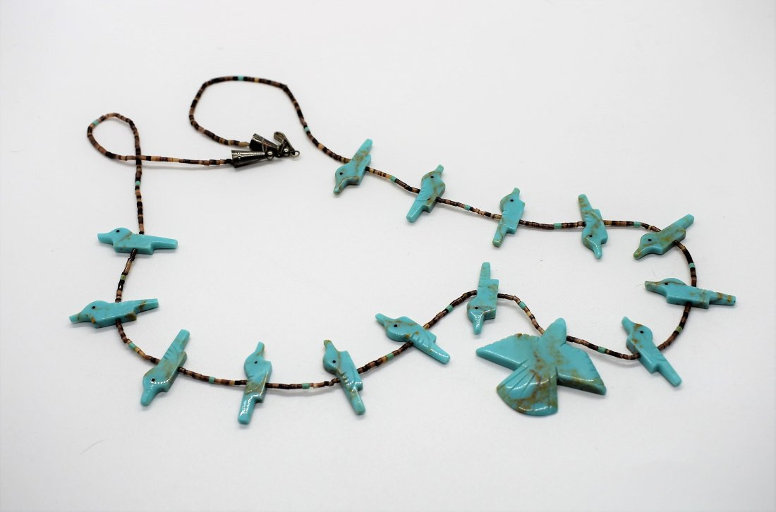 Sterling & Turquoise Bird Fetish Necklace (1 of 2)