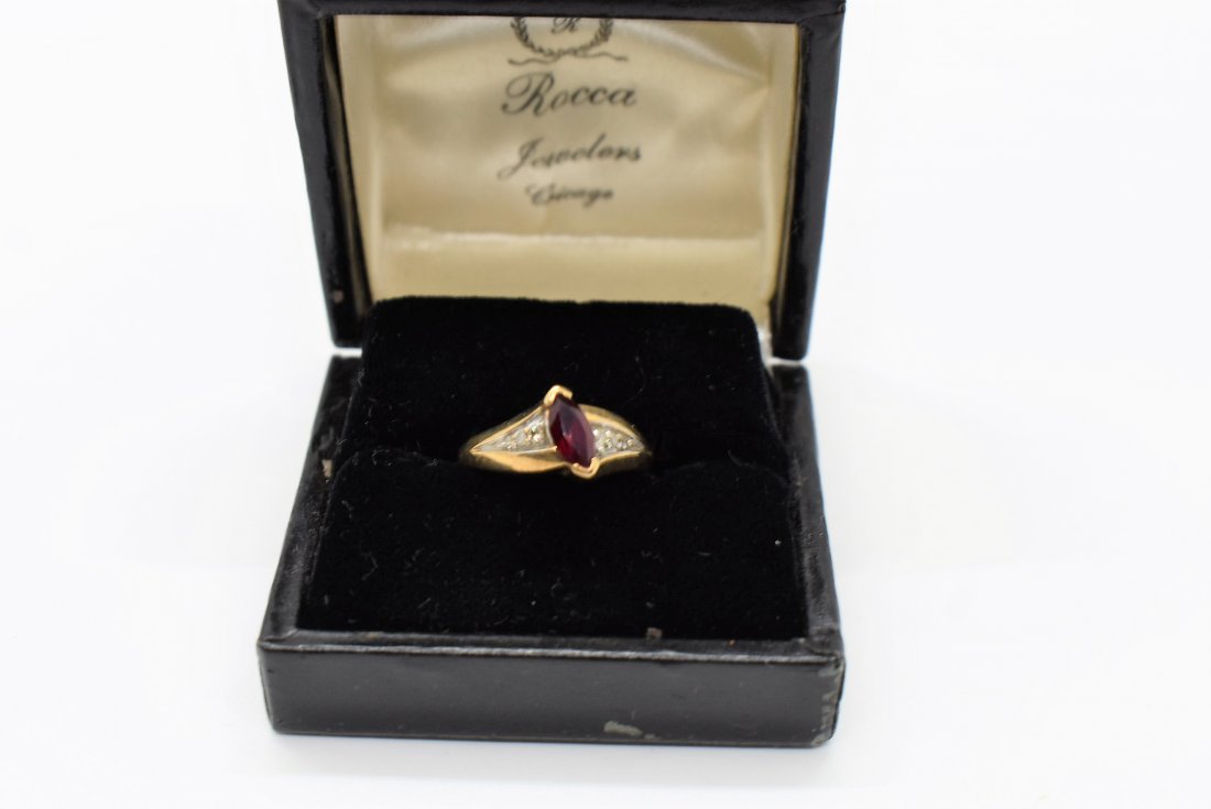 14K Gold, Diamonds and Garnet Ring (1 of 3)