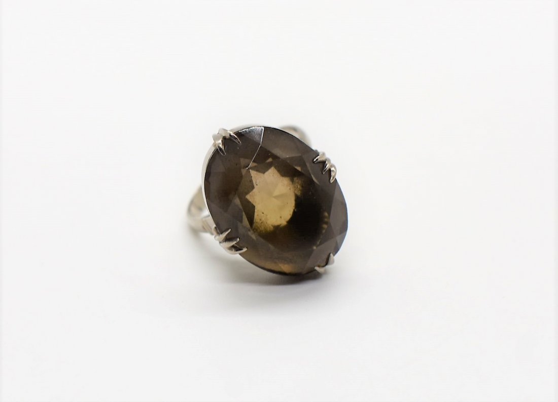 14K White Gold and Large Smoky Topaz Ring (1 of 4)