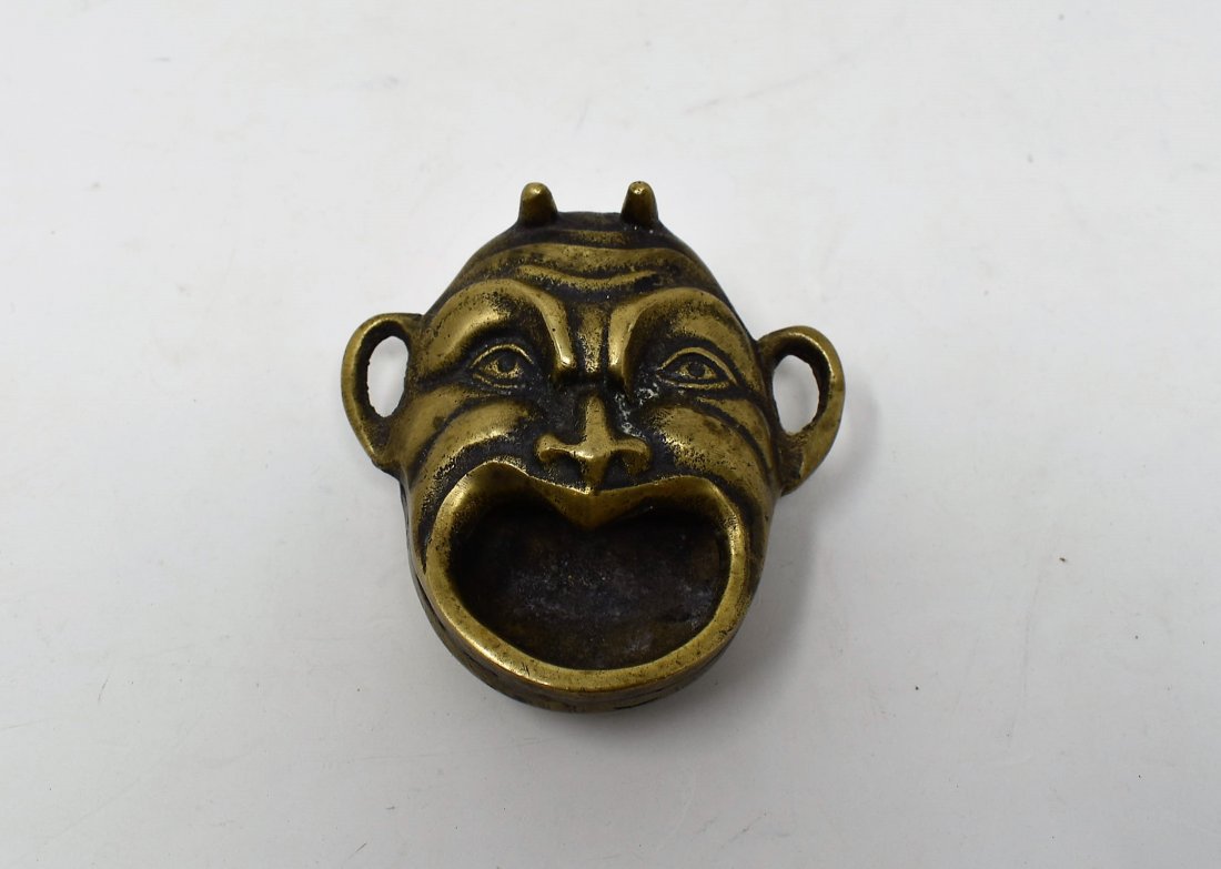 Antique Brass Devil Ashtray (1 of 3)