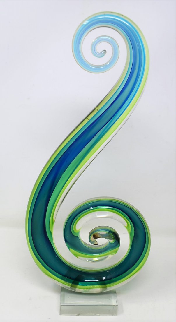 Murano Glass Abstract Art Glass Sculpture - Dated 2010: Murano Glass Abstract Art Glass Sculpture - Dated 2010 - no signature that I can find - nice piece in a swirl design