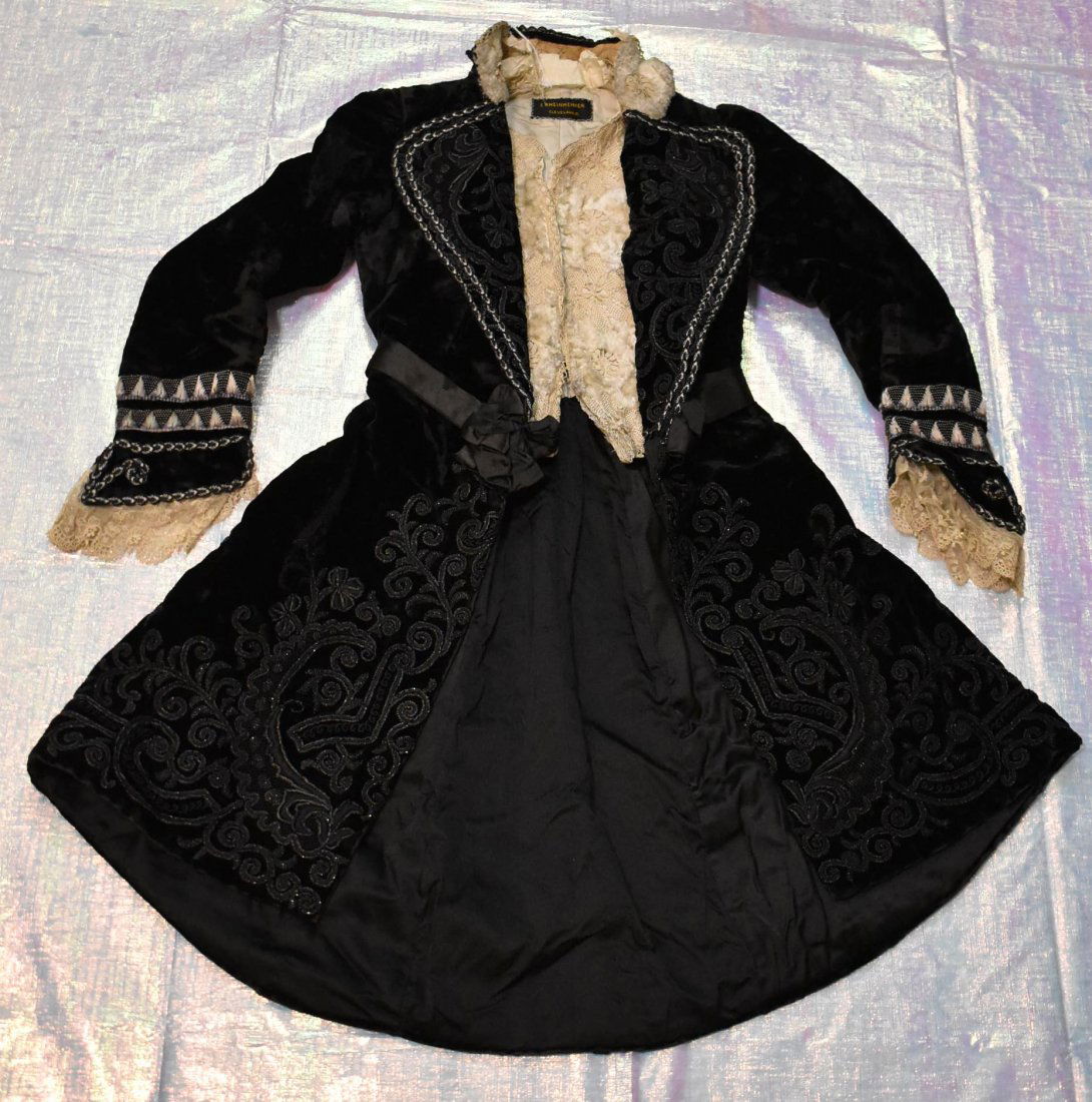18th Century (?) Men's Black Velvet beaded Waistcoat (1 of 10)