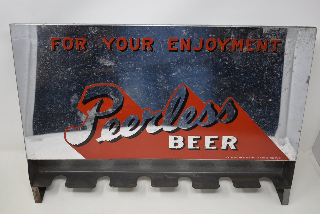 Vintage Peerless Beer Cigarette Holder Dispenser Mirror: Vintage Peerless Beer Mirror Cigarette Holder/Dispenser, measures 19" x 13"