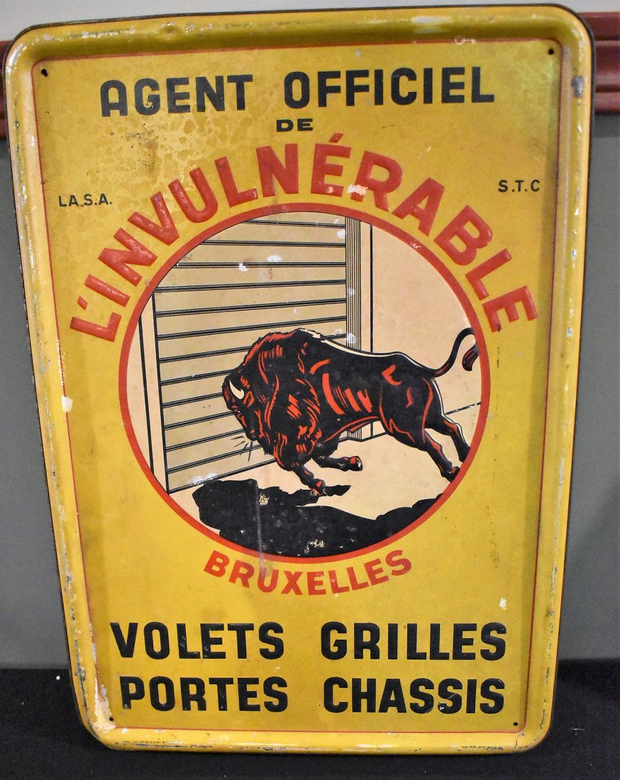 Original Metal French Door Advertising Sign (1 of 3)