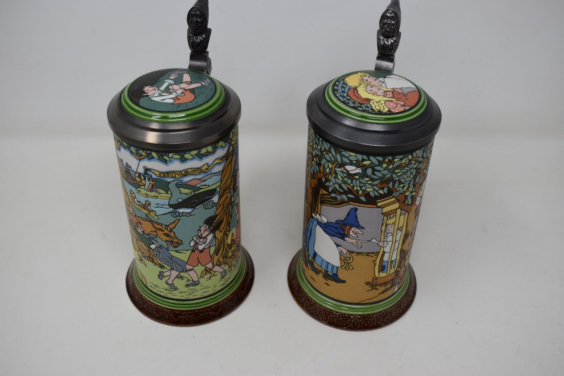 Pair of Mettlach Pinocchio & Hansel Gretel Beer Steins (1 of 5)