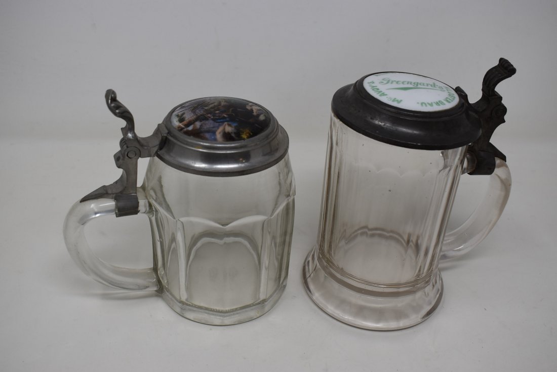 Pair of Vintage Glass Beer Steins Brewery (1 of 2)