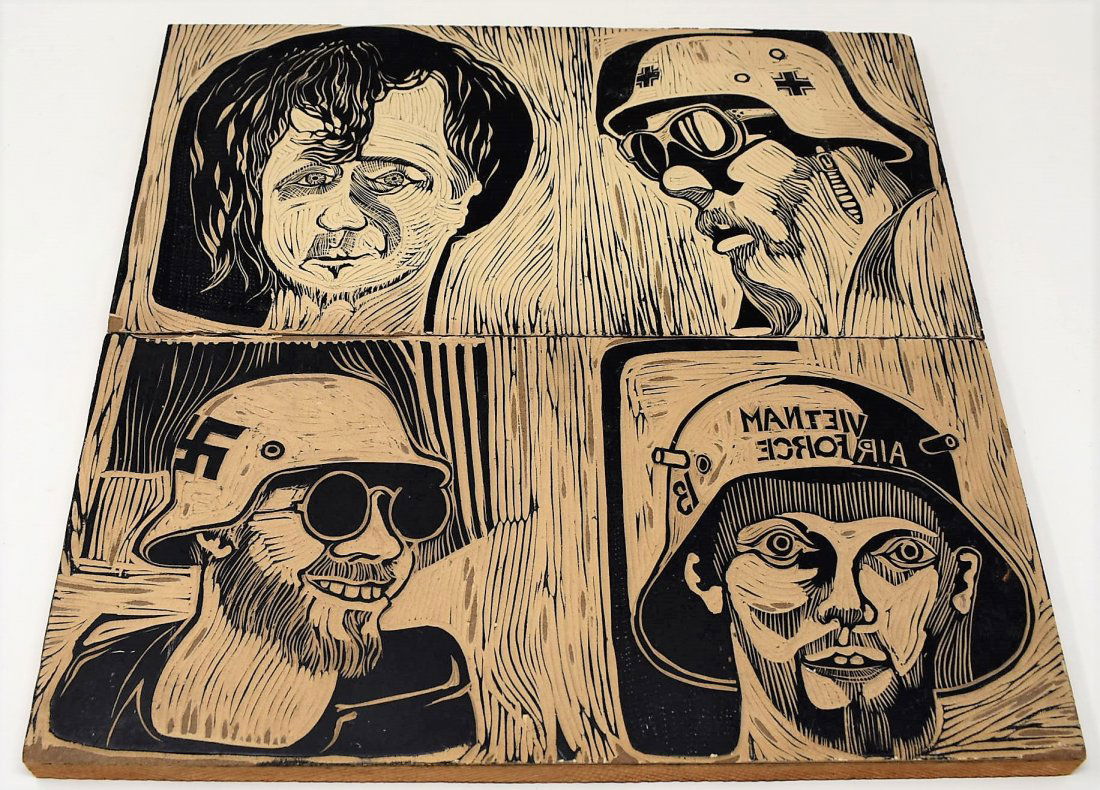 Linocut Military Themed production printing blocks (1 of 7)