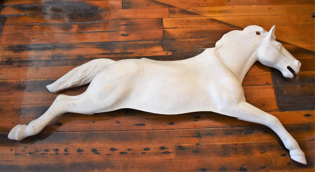 Large Fiberglass Horse Mustang: Large Fiberglass Horse, can be hung, measures approx. 65" x 34"