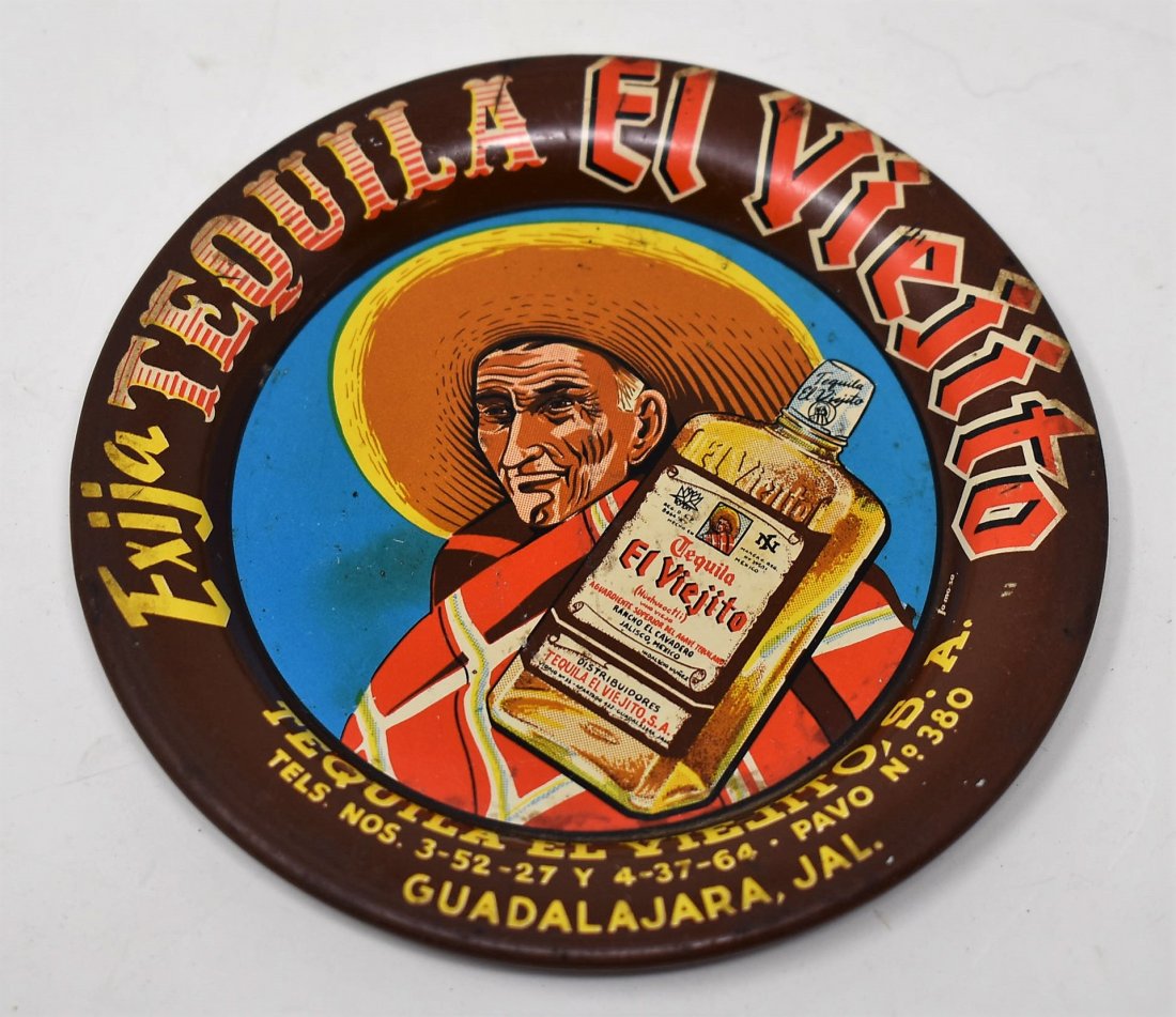 Vintage Exija Tequila El Viejito Tip Tray RARE: Vintage Exija Tequila El Viejito from Guadalajara Tip Tray, measures 4.5" in diamter