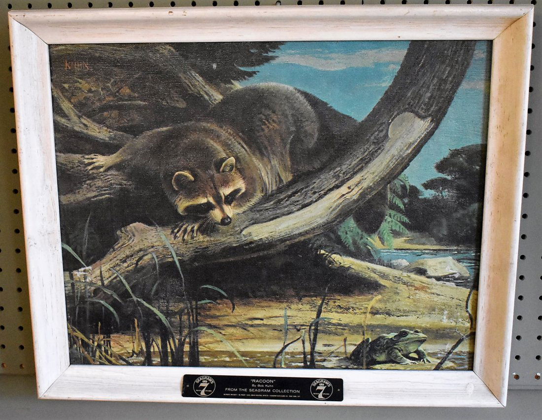 Seagram 7 Collection Bob Kuhn "Racoon" Canvas Print Ad (1 of 1)