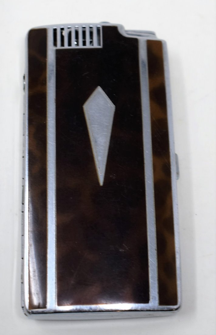 Ronson Art Deco Tortoise Cigarette Lighter & Case Combo (1 of 2)