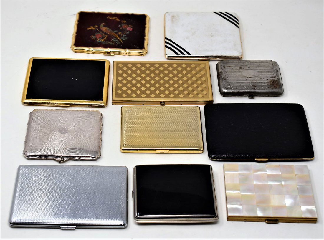 Lot of 11 Metal Cigarette Cases: Lot of 11 Metal Cigarette Cases by manufactures including: Wadsworth, Parker, Kaywoodie, Peterson's, Flamex, Stratton, Colibri, & Evans - See pictures for condition, as a lot I would say overall good