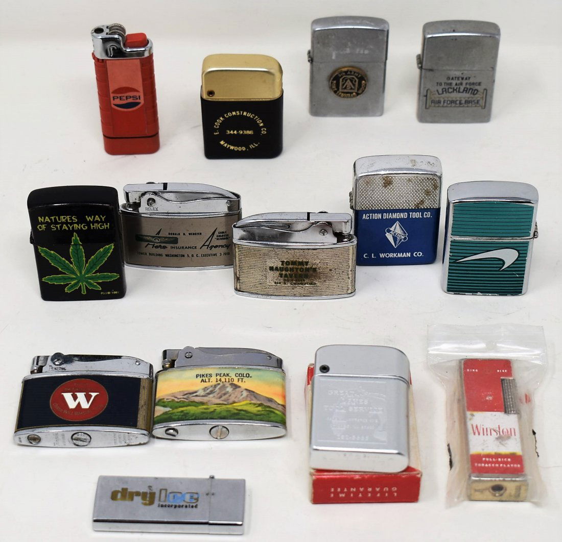Lot of 14 Advertising Lighters (1 of 1)