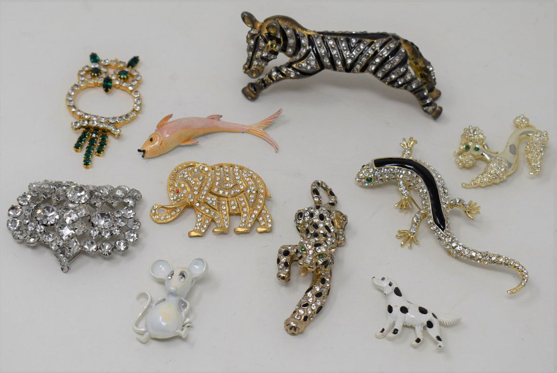 lot of 10 Animal Rhinestone Enamel Brooch Pin Pendant (1 of 5)