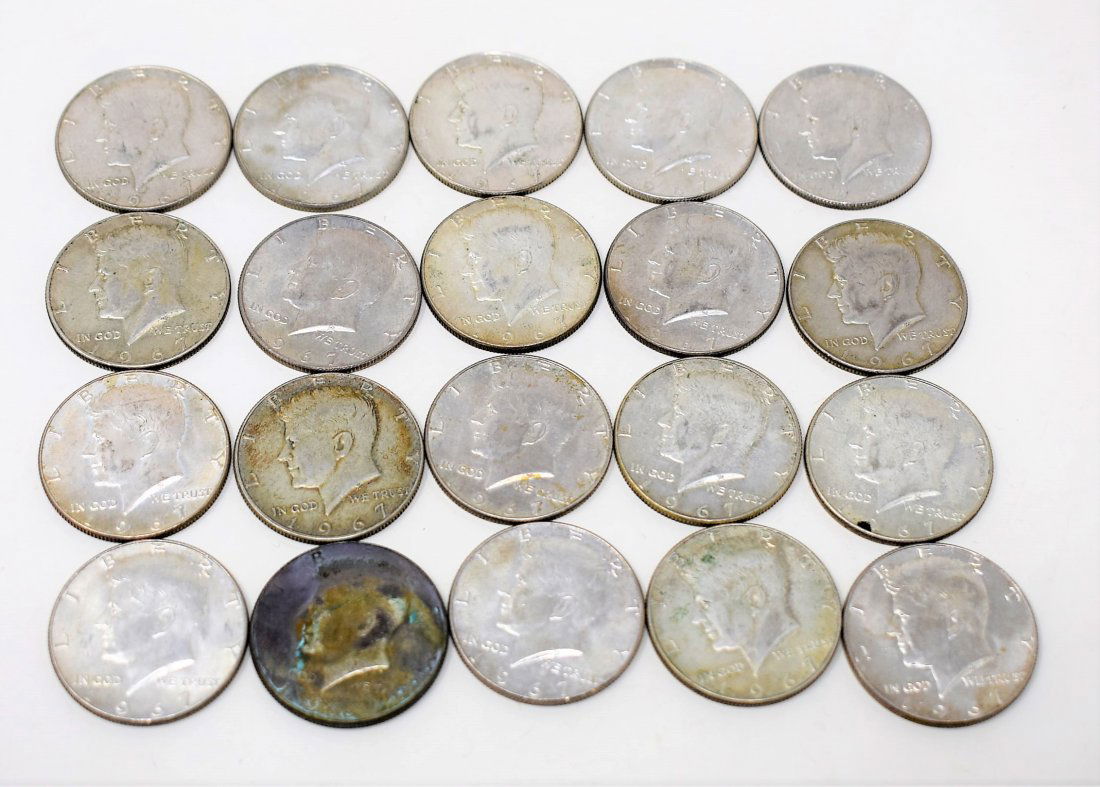 Lot of 20 1967 Kennedy Silver Half Dollars (1 of 3)