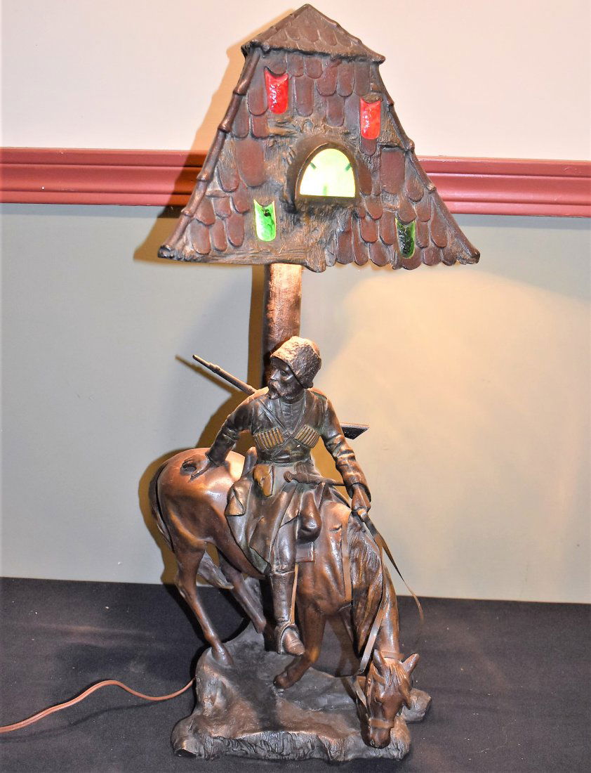 Austrian Cold Painted Bronze Figural Moor Lamp (1 of 6)