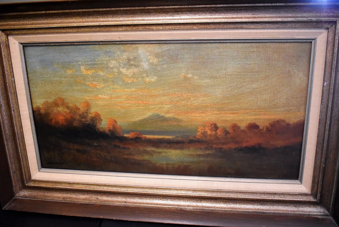 Warren B. Lawler Oil On Canvas Landscape: Warren B. Lawler Oil on Canvas, measures 31" x 18.5" framed