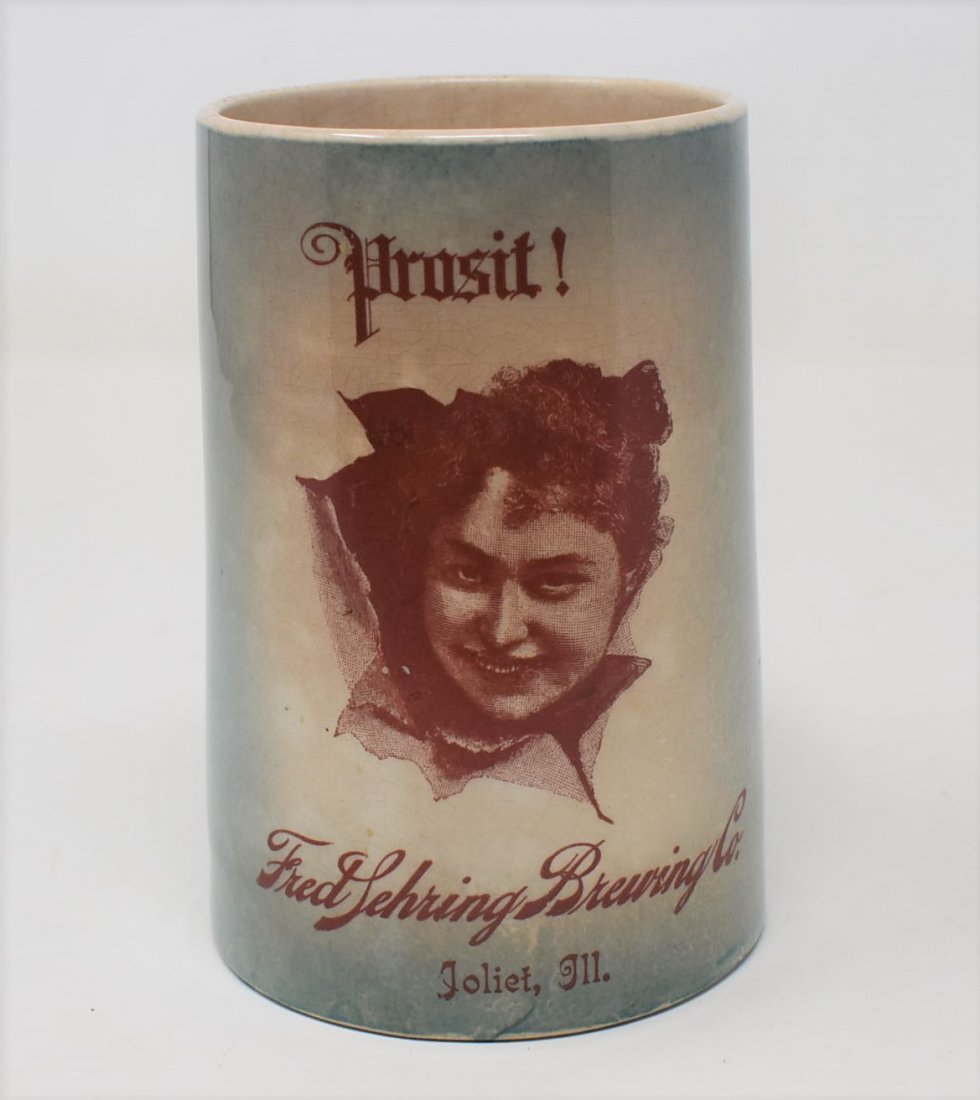 1902 Fred Sehring Brewing Co. Joliet IL Beer Mug Stein (1 of 6)