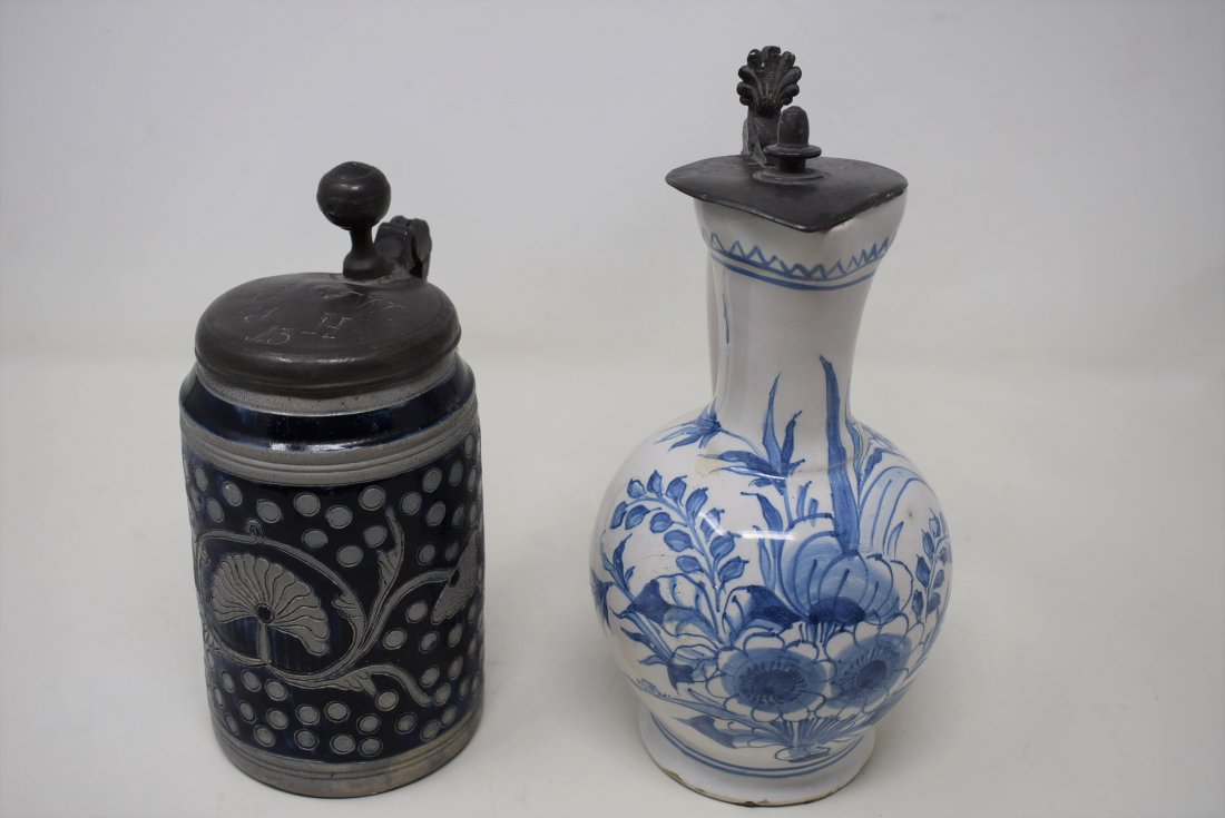 Pair of 1700's Beer Steins Westerwald & Faience (1 of 7)