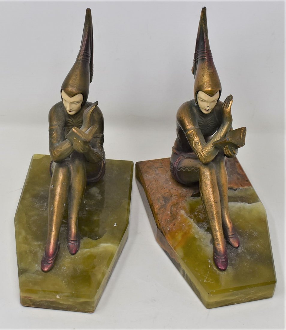 Pair Art Deco Pixi "Contempler" Henri Fugere Bookends (1 of 8)