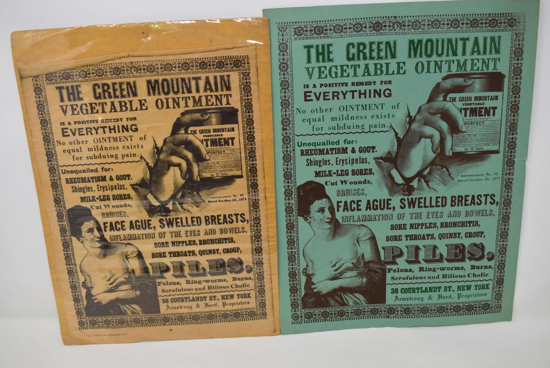 Green Mountain Vegetable Ointment Advertising Poster: Vintage Green Mountain Vegetable Ointment Advertising Poster, 12.5" x 9"