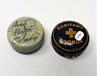 2 Early 1900's Sponge Tampon Contraceptive Devices tins: lot of 2 Early 1900's Sponge Tampon Contraceptive Devices with original tins - we have not looked inside to determine the condition of the Sponges or there level of use/none-use.