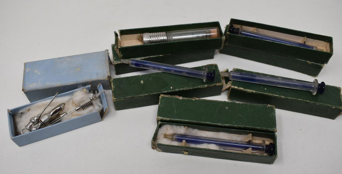 Group of Antique Glass Syringes Cobalt Blue (1 of 2)