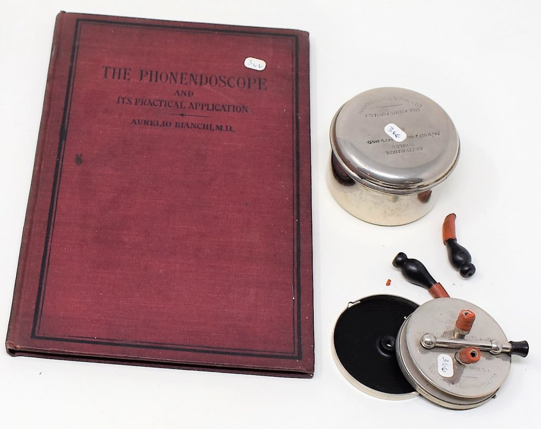 Bazzi-Bianchi Bowles Phonendoscope & Book: Bazzi-Bianchi Bowles Phonendoscope & The Phoendoscope and its practical applications Book by Aurelio Bianchi M.D. from 1898