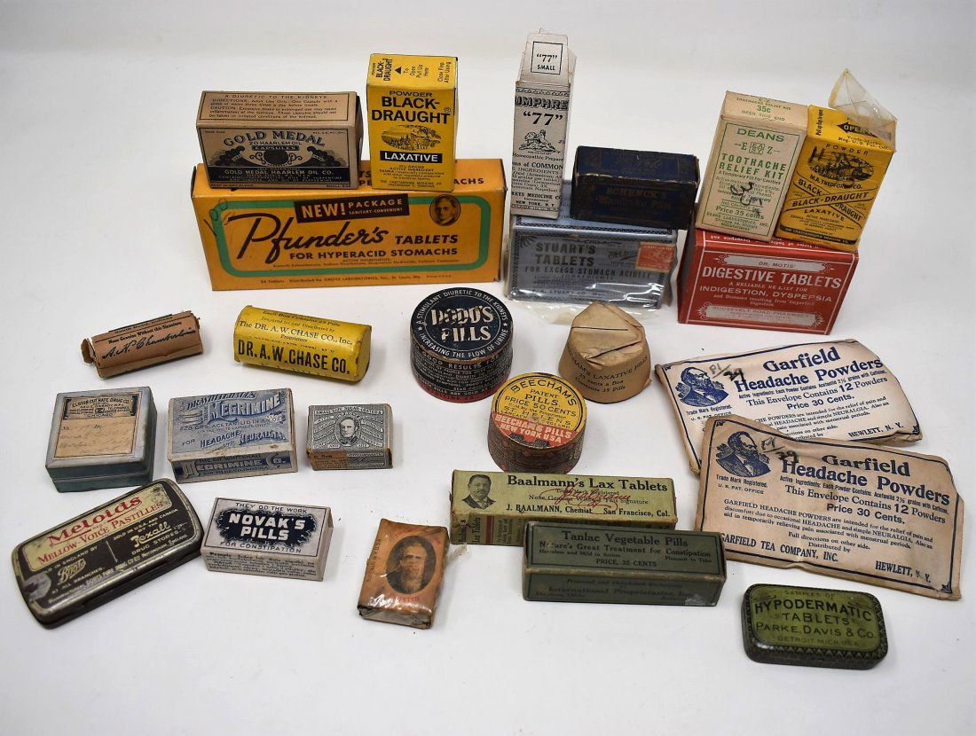 Lot of 25 Vintage & Antique Medicines Packaging (1 of 1)